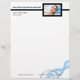 Botox injections around eyes by aesthetic doctor letterhead