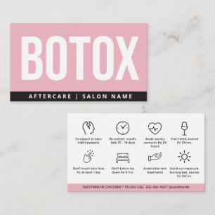 Botox Lip Filler instructions Editable Aftercare Business Card
