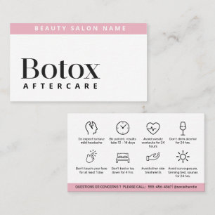 Botox Lip Filler instructions Editable Aftercare Business Card