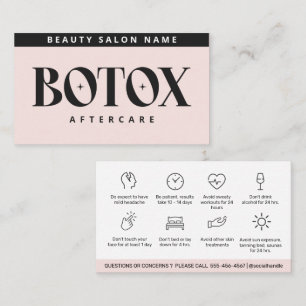 Botox Lip Filler instructions Editable Aftercare  Business Card
