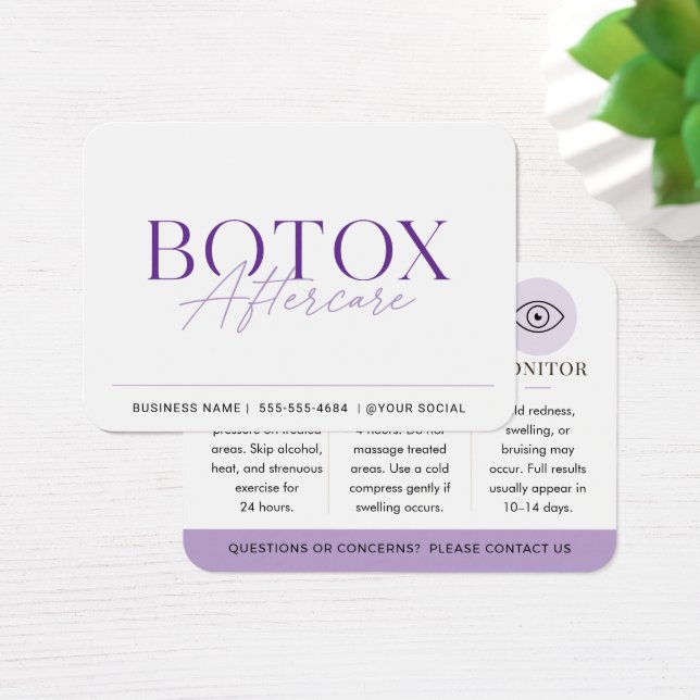 Botox Purple Minimal Aftercare Guide (Desk)