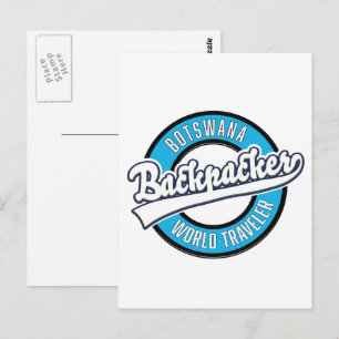 Botswana backpacker world traveller logo. postcard