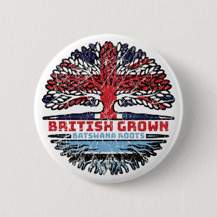 Botswana Batswana British UK Tree Roots Flag 2 Inch Round Button