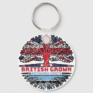Botswana Batswana British UK Tree Roots Flag Keychain