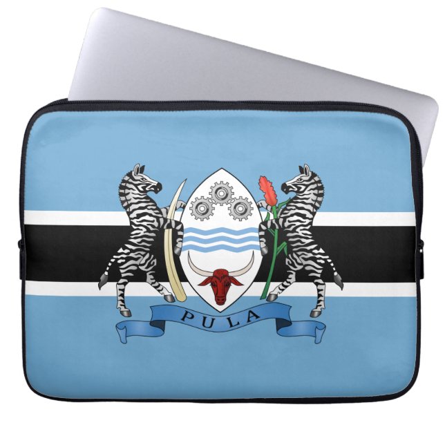 Botswana Coat of Arms/ Flag Laptop Sleeve (Front)