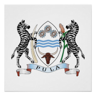 Botswana country coat arms symbol emblem flag poster