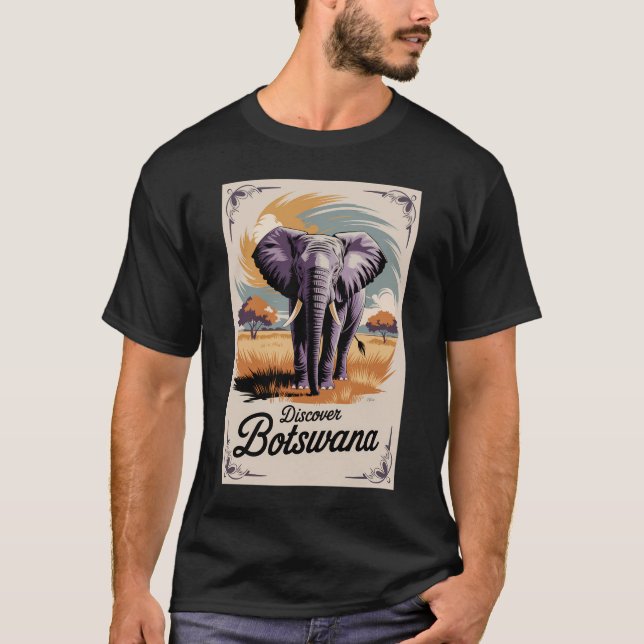 Botswana Elephant Illustration Travel Art Vintage T-Shirt (Front)