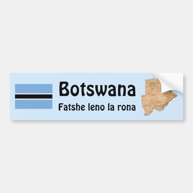 Botswana Flag + Map Bumper Sticker (Front)