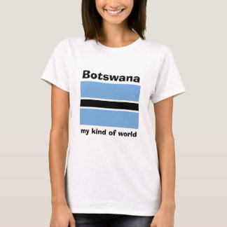 Botswana Flag + Map + Text T-Shirt