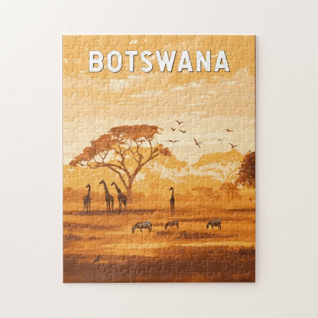 Botswana Illustration Travel Art Vintage Jigsaw Puzzle (Vertical)