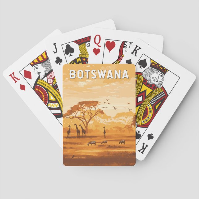 Botswana Illustration Travel Art Vintage Playing Cards (Back)