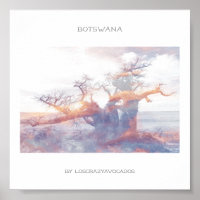 Botswana Kubu Island Baobab Affiche de voyage
