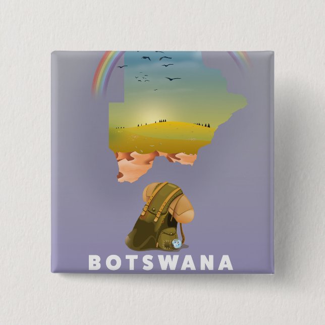 Botswana map 2 inch square button (Front)