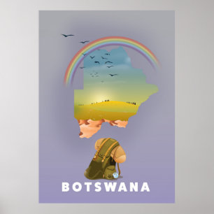 Botswana map poster