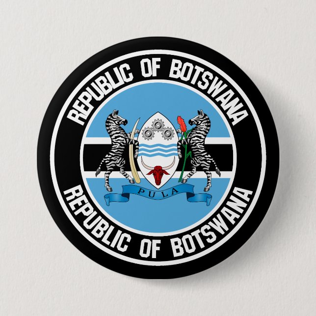Botswana Round Emblem 3 Inch Round Button (Front)