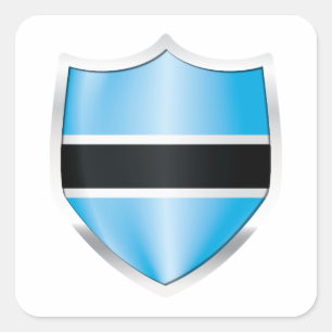 Botswana Silver Shield Flag Square Sticker
