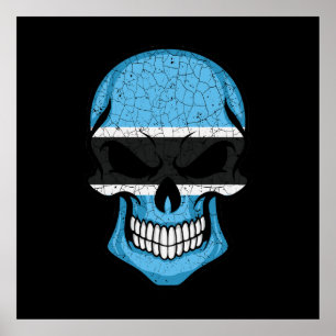Botswana Smiling Skull Flag Poster