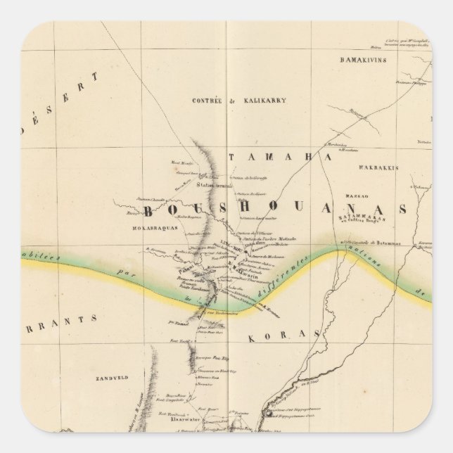 Botswana, South Africa 51 Square Sticker (Front)