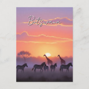 Botswana sunset travel postcard
