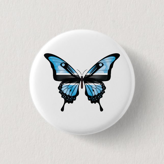 Botswana Swallowtail Butterfly Flag Sticker 1 Inch Round Button (Front)