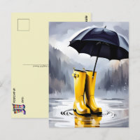 Botte de pluie en caoutchouc, Carte postale de pos