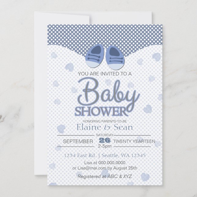 Bottes bleues Blue Boys baby shower invitation (Devant)