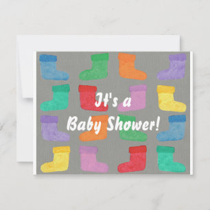 Bottes de bébé colorées Unisex Douche Invitations