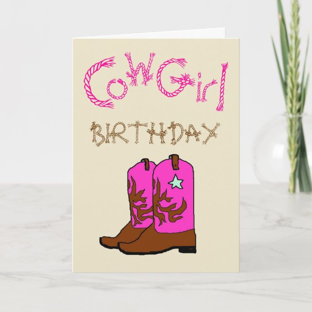 Bottes de cow-girl rose Invitation d'anniversaire (Devant)