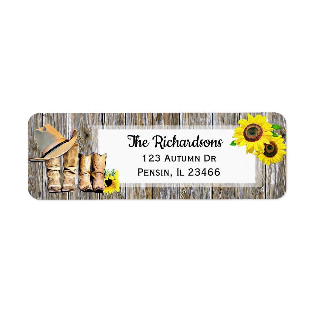 Bottes de cowboy et tournesols rustiques (Devant)