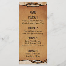 bottes de cowboy western Personnalisé Cartes Menu
