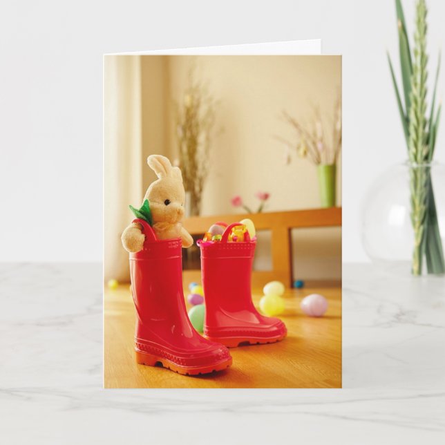 Bottes de pluie Bunny Carte Pâques (Devant)