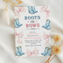 Bottes ou vaches Genre Révéler Invitation rose et