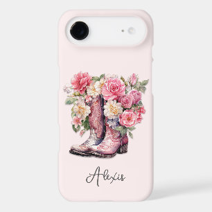 Bottes roses avec monogramme de fleurs