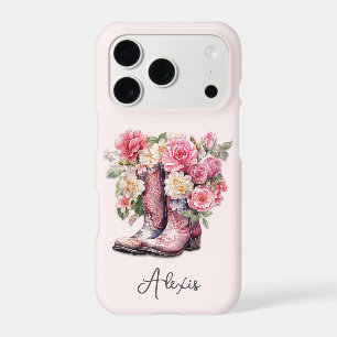 Bottes roses avec monogramme de fleurs