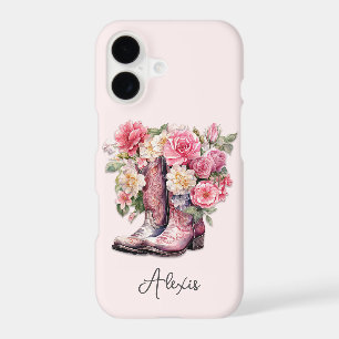 Bottes roses avec monogramme de fleurs