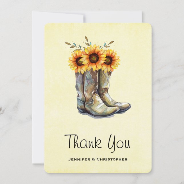 Bottes rustiques Cowboy avec Merci de tournesol (Devant)