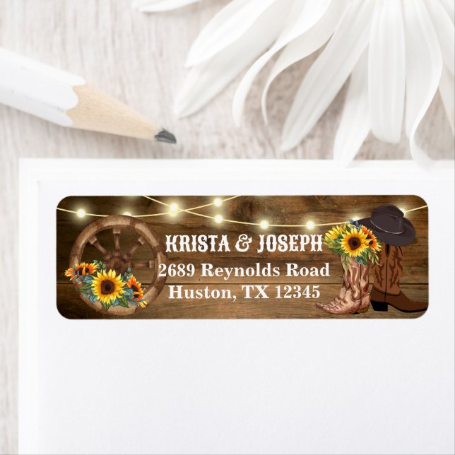 Bottes rustiques Cowboy Sunflower Western Mariage (En situation)