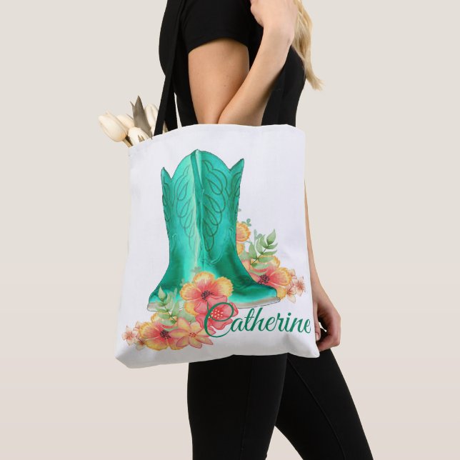 Bottes Western Cowgirl / Sac fourre-tout Fleurs av (De près)