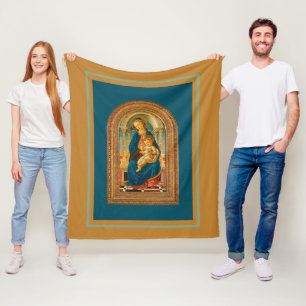 Botticelli (1445-1510) Madonna & Child Enthroned  Fleece Blanket