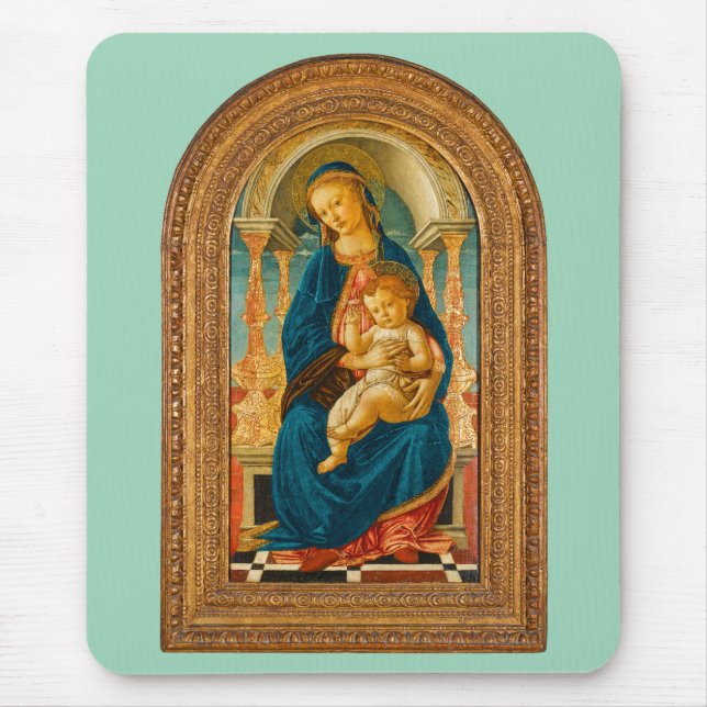 Botticelli (1445-1510) Madonna & Child Enthroned  Mouse Pad (Front)