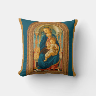 Botticelli (1445-1510) Madonna & Child Enthroned  Throw Pillow