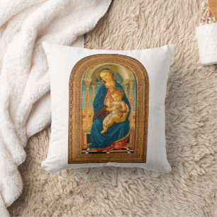 Botticelli (1445-1510) Madonna & Child Enthroned  Throw Pillow