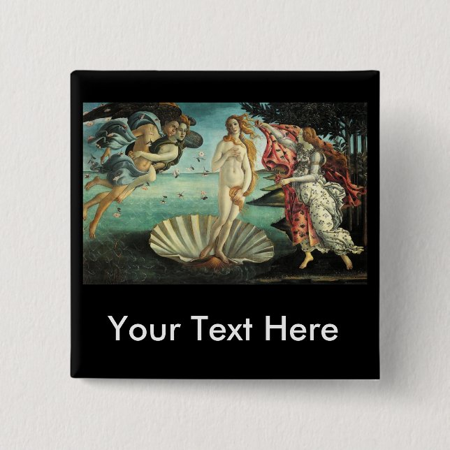 Botticelli - Birth of Venus 2 Inch Square Button (Front)