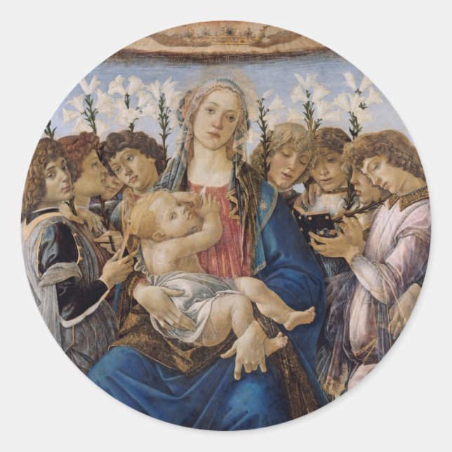 Botticelli Madonna and Child Classic Round Sticker (Front)