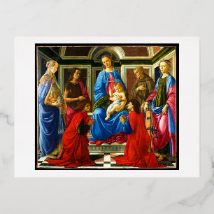 Botticelli Madonna and Child with 6 Saints 1470  Foil Holiday Postcard
