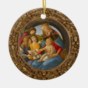Botticelli Madonna Magnificat Child 3 Angels Book Ceramic Ornament