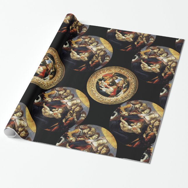 BOTTICELLI MADONNA OF POMEGRANATE AND MAGNIFICAT WRAPPING PAPER (Unrolled)