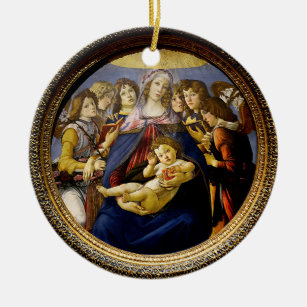 Botticelli Madonna of the Pomegranate Child Angels Ceramic Ornament
