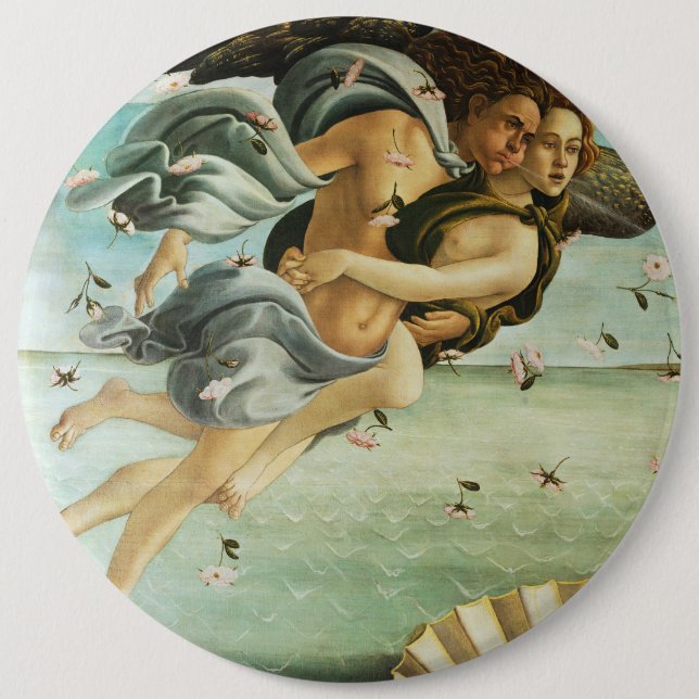 Botticelli "The Birth of Venus - Zephyr & Chloris" 6 Inch Round Button (Front)