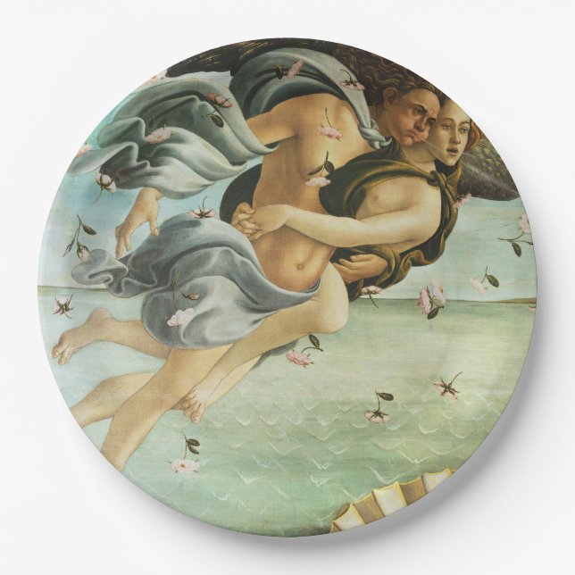 Botticelli "The Birth of Venus - Zephyr & Chloris" Paper Plate (Front)